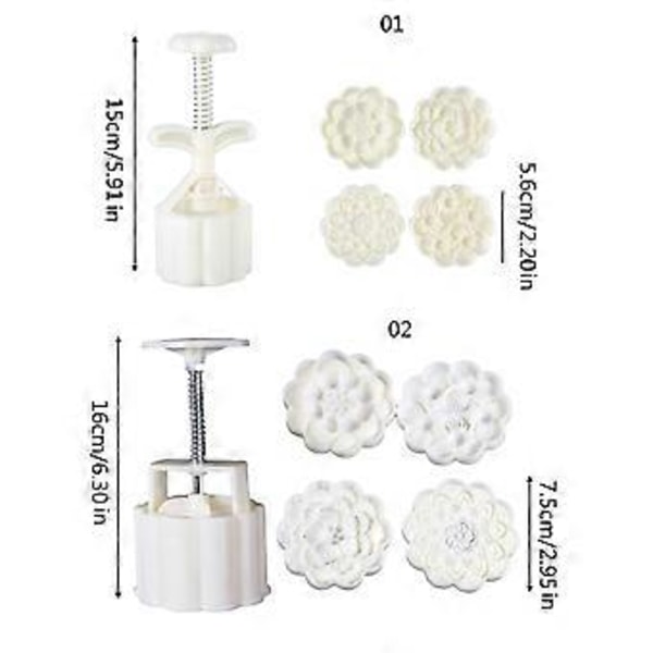 Søde blomsterformede DIY kageforme Månekageform Håndtryksværktøj Plastmateriale Bageudstyr (150G)