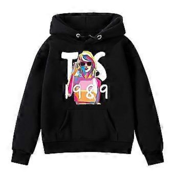 Taylor Swift 1989 Trykte Hettegensere Barn Jenter Langermet Genser Hettegenser Jumper Topper Fans Swiftie Gave -NMAOV(6-7 År Svart)