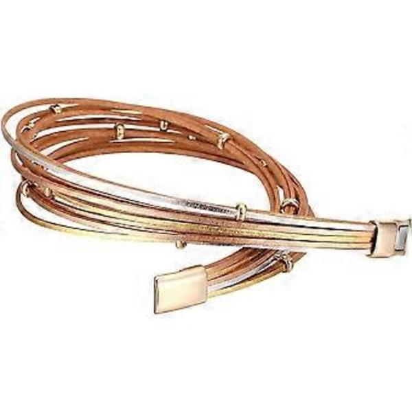 Läderarmband för kvinnor, Boho Leopard Flera Lager Kristallpärlor Manschettarmband Smycken