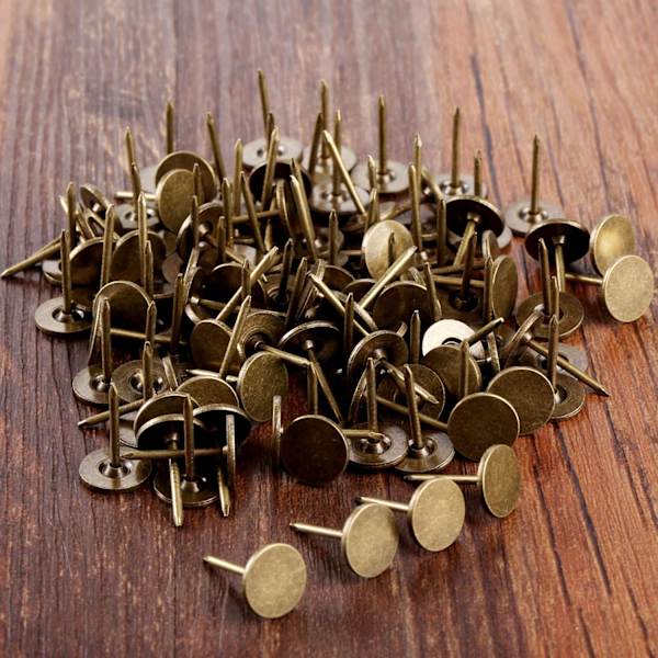 100 stk møbelspiker tommelfingertakk vintage stil flatt hode jern uph