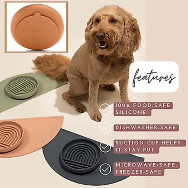 DLM Skål Silikon Langsom Foder til Hunde & Hvalpe Langsom Spisning Moderne Læk Mat Design Reducerer Slugning Opvaskemaskine Passer til Alle Racer Grøn (B)