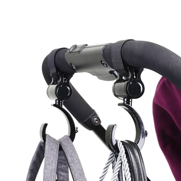 2 stk Baby Hanger Baby Bag Stroller Hooks Vogn Roterer 360 Grader B