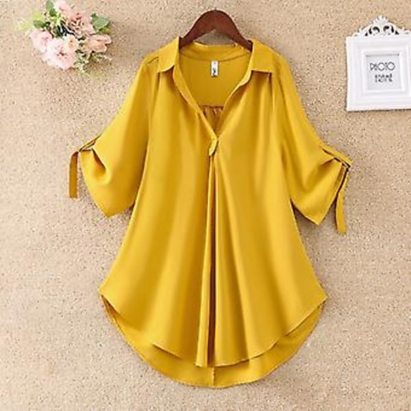 Fianao Dame Bluser Solid Farve Cool Casual V-Hals Løstsiddende Bluse til Shopping (L Sort)