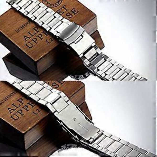 18/20/22/24mm Erstatning Doble Spenner Rustfritt Stål Armbånd Urreim (20mm Svart)