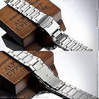 18/20/22/24mm Udskiftelig Dobbeltspænder Rustfrit Stål Armbåndsurrem (20mm Sort)