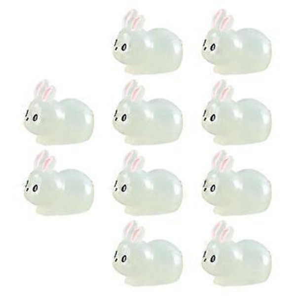 Resin Miniatyrfigurer Glödande Självlysande Påskharar Ornament för Balkong Uteplats (kraftig)
