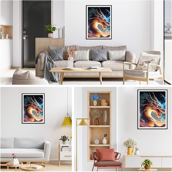 5D 12x16 tum Dragon Diamantmålning Kits för Vuxna Nybörjare R