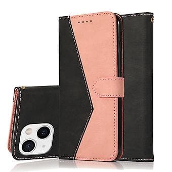 Dubbelfärgat Läderfodral för iPhone 15 Plus (Roséguld)