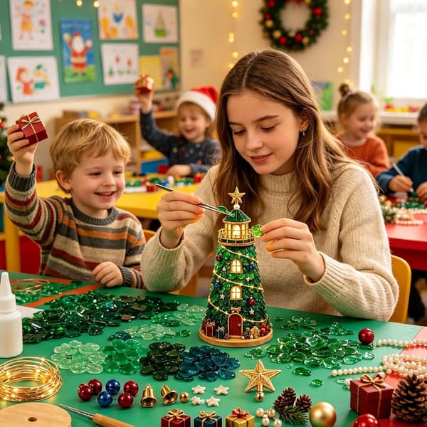 DIY Julefyr-sæt, 3D-oplyst fyr-julepyntssæt, Juletræ