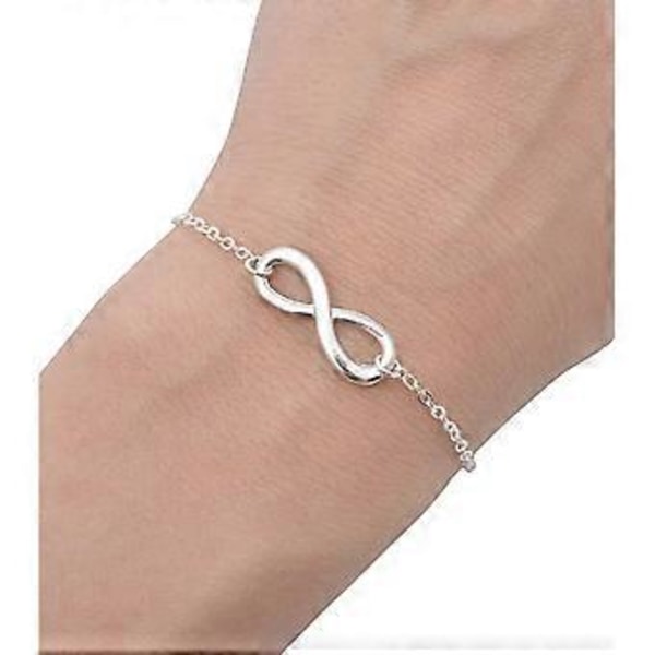 1kpl Infinity-rannekoru ketjulla naisille/tytöille, hopeanvärinen