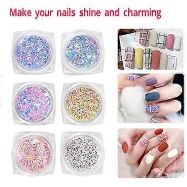 Låda Glänsande Sockereffekt Glitter DIY Hantverk Elegant Nagel Damm Sand Pulver Nagelkonst Dekoration