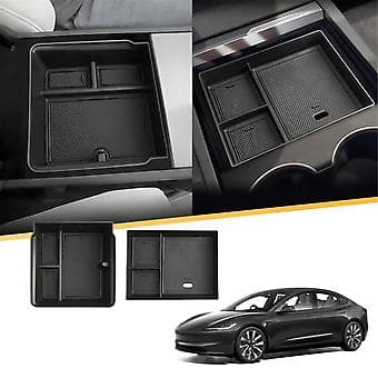 Organisering for midtkonsoll og armleneboks for Model 3 2024, 2 deler