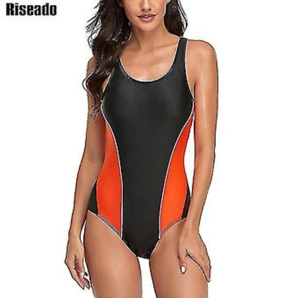 Damernas Konservativa Atletiska Racerback En-Delad Träningsbaddräkt Badkläder -e(RS0104 Xl)