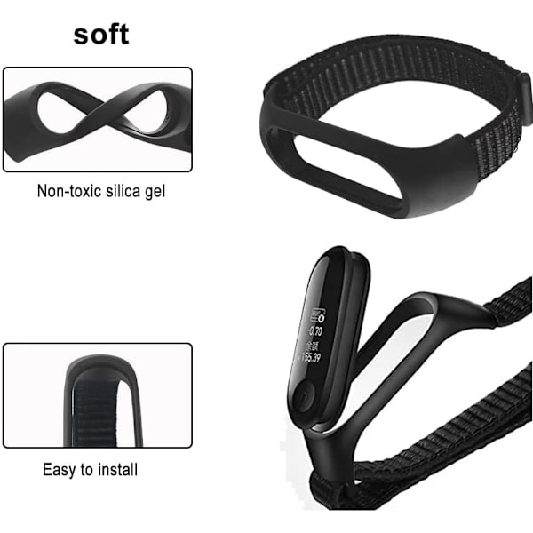2 Nylonremme Kompatibel med Mi Band 7, Bløde Justerbare Sportsremme