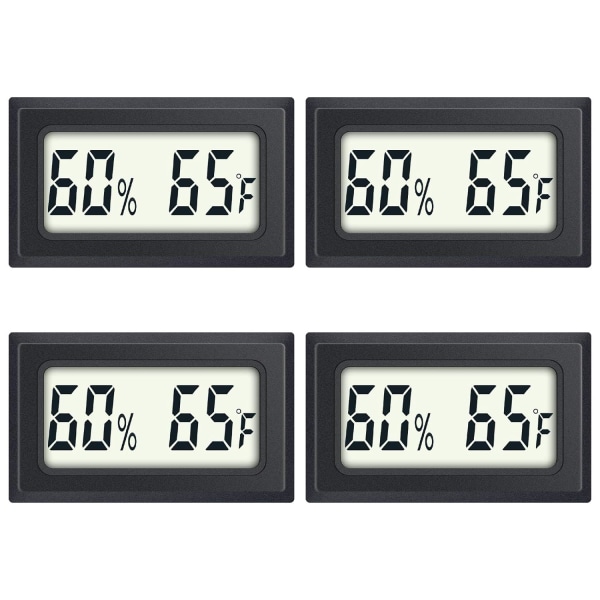 4-pakning Reptiltermometer Mini Digital Fuktighet Temperatur