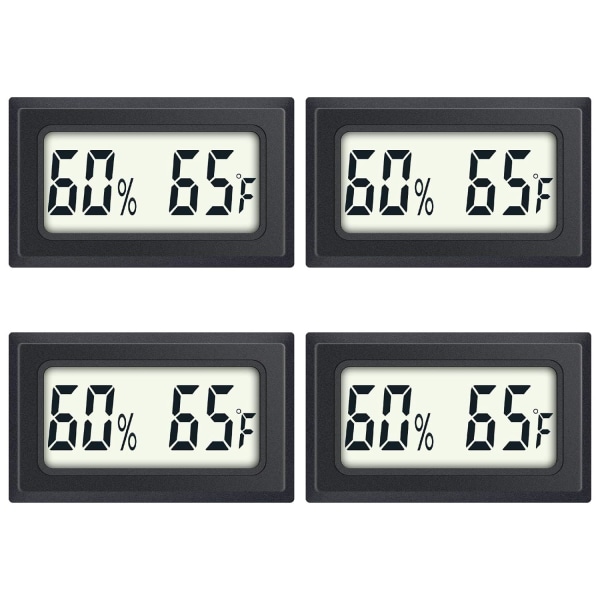 Reptiltermometer 4-pack Mini Digital Luftfuktighet Temperatur