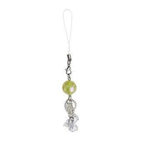 Håndlavet Perlekæde Mobilkæde Unik Blomster Telefon Charm Funktionel Nøglering Ornament Nøglering til Taske Pung Rygsæk Gul (Gul)
