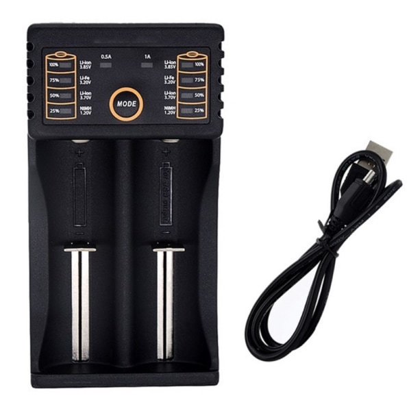 USB-batterioplader, 2 slots oplader lii-202 18650 26650 16340 14500 batterioplader lii-202 18650 266
