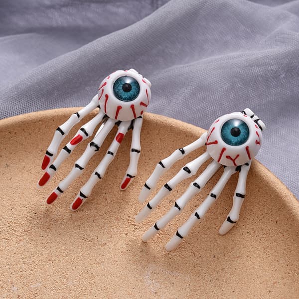 （1）Set med 2 skeletthandformade, halkfria hårklämmor för Halloween