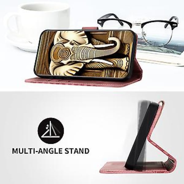 Elefant-preget PU-etui for Samsung Galaxy Z Fold5 5G (Rosa)