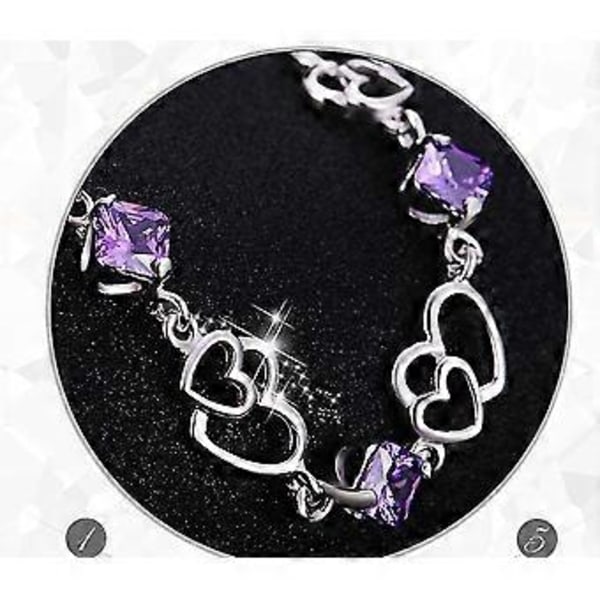 armband vänskapsgåvor ametist röd rosa blå vit justerbart kristall hjärta silverarmband present