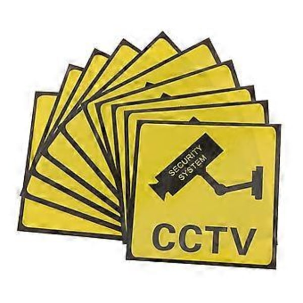 10 stk Videoovervåkingsklistremerker Adhesjonsklistremerker for videoovervåking Advarselsskilt