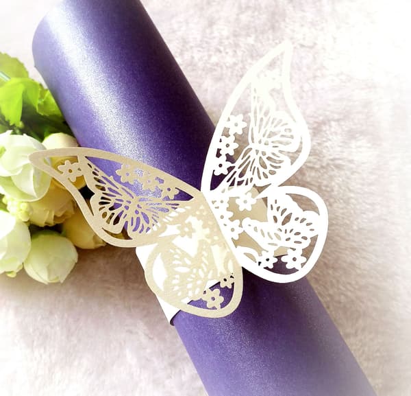 50 stk. Butterfly Shape Serviet Ring Spænde Bryllup Bord Dekoration