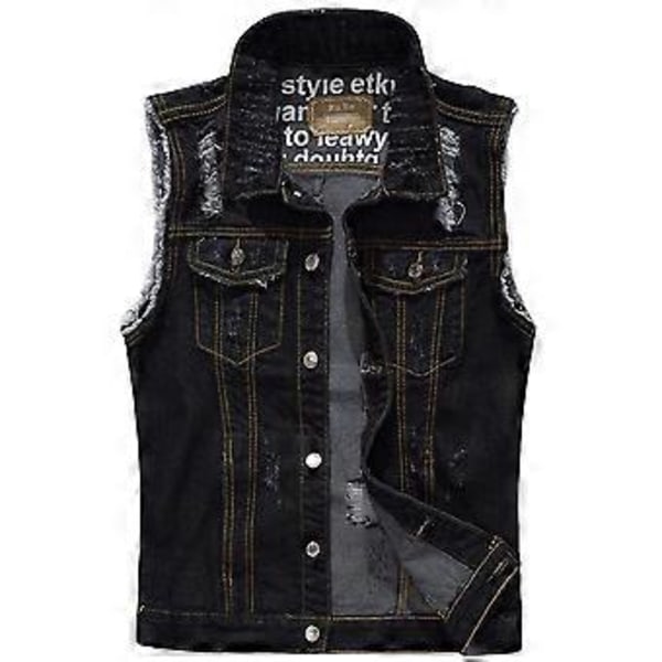 Herrar Casual Fyra Säsonger Rock Ärmlös Denimjacka (XS)