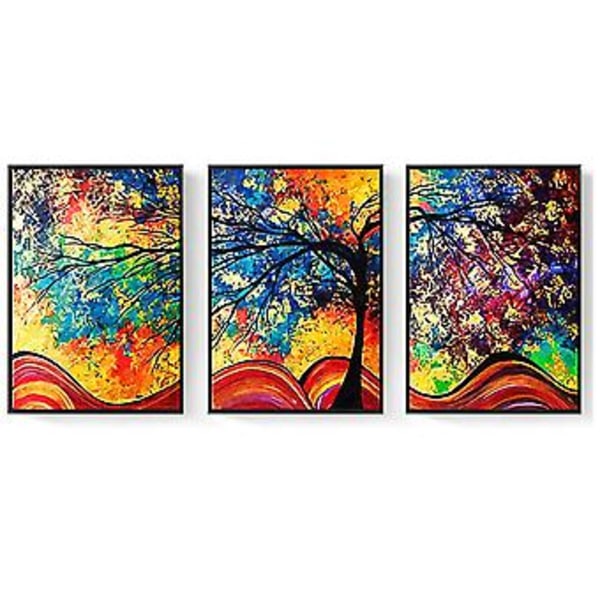 Wekity Lykke Træ Væghængt Canvas Print Poster, Enkel Abstrakt Akvarel Kunsttegning Dekoration til Hjemmet Stue Soveværelse Kontor og Børneværelse
