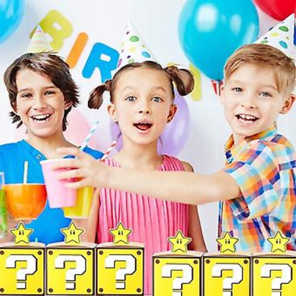 Mario Party Godisbox 24 st Video Game Tegelblock Present Godispåsar för Mario Temafest Favoriter Dekorationer Tillbehör för Pojkar Flickor Barn (Gyllene Tegel)