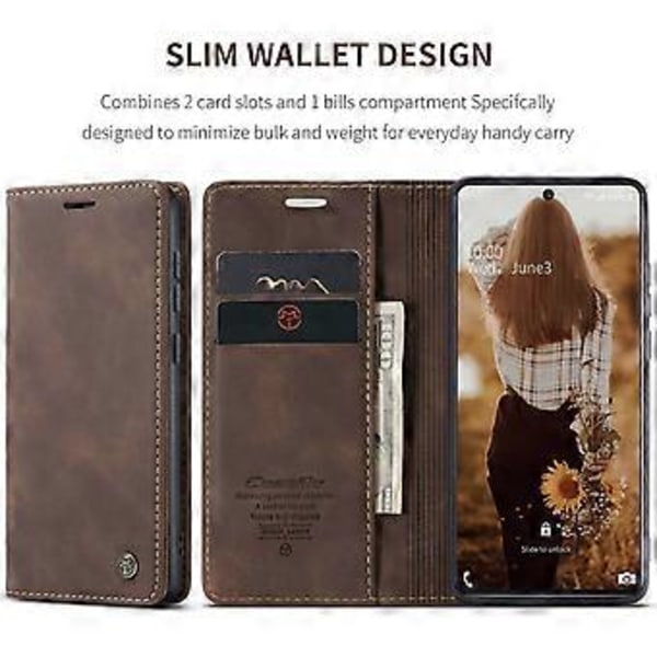 CASEME 013 Series Flip Wallet Läder Telefonfodral för Samsung Galaxy A71 (Stil E)