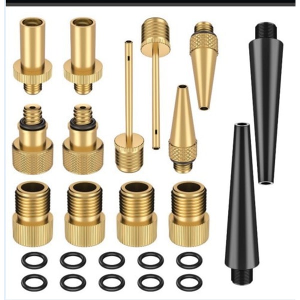 24 stk. cykelpumpe adapter, cykelventil (DV/AV/SV) boldpumpe nål