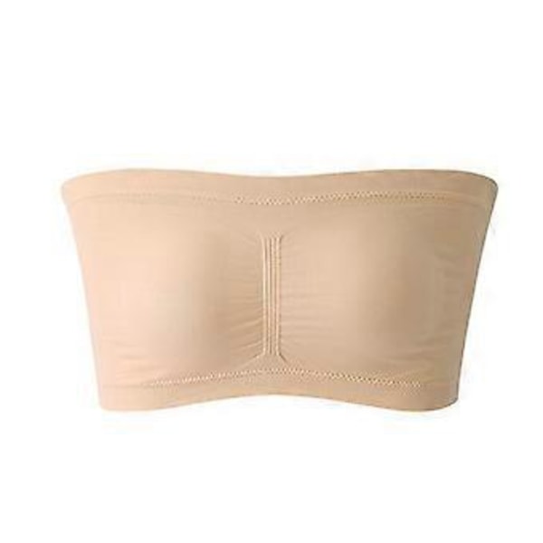 Johtavat myynnit Double Layers Plus Olkaimeton Rintaliivit Bandeau Tube Irrotettava Pehmustettu Toppi Joustava (S khaki)