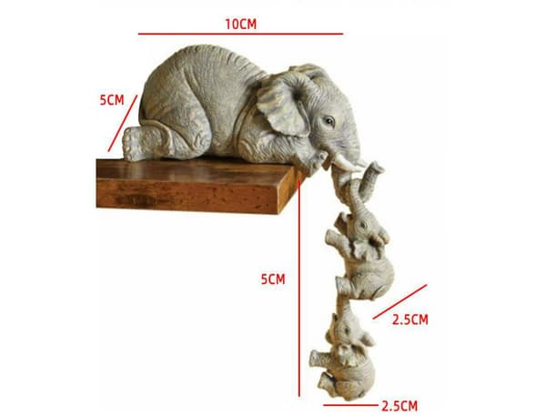 Elefant Sitter Hand Figurer Hängande Kant Prydnad Bord Hem D