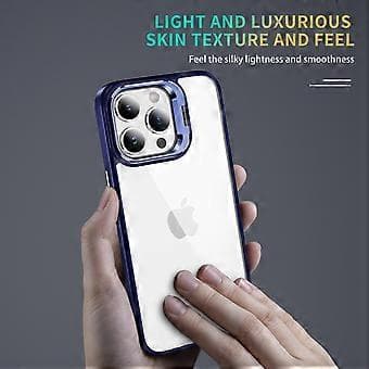 For iPhone 15 Pro Max Deksel Linseramme Støtteben TPU+Akryl Anti-fall Telefondeksel (Stil C)