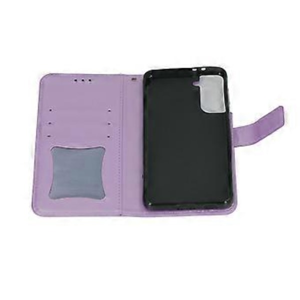 Plånboksfodral Skyddande Mobilskal Blomma Präglat PU Plånboks Flip Fodral med Kortfack Ställ för Galaxy S21 Plus