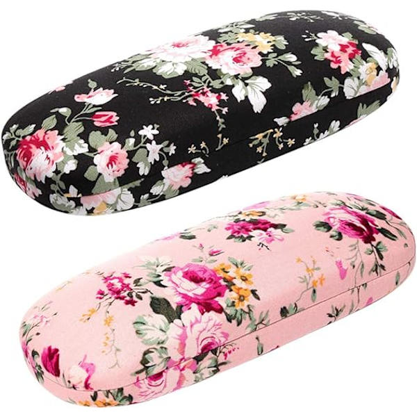 2 stk. Pink+sort Brilleetui Hard Shell til Mænd, Kvinder, Børn - F