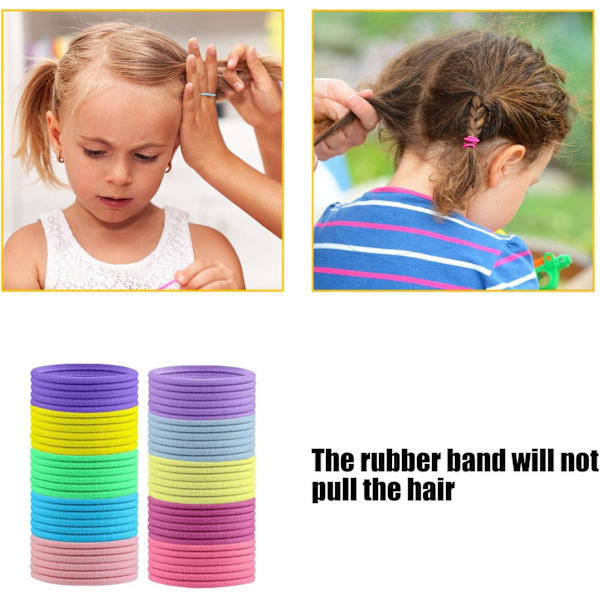 200 st små hårsnoddar, 2,5 cm flerfärgade hårbandshållare, barngummiband
