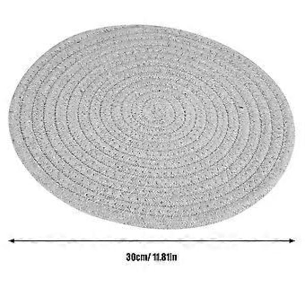 Puuvillainen pyöreä käsintehty astia-alusta, käsintehty tabletti, neulepehmuste (30cm, vaaleanharmaa)