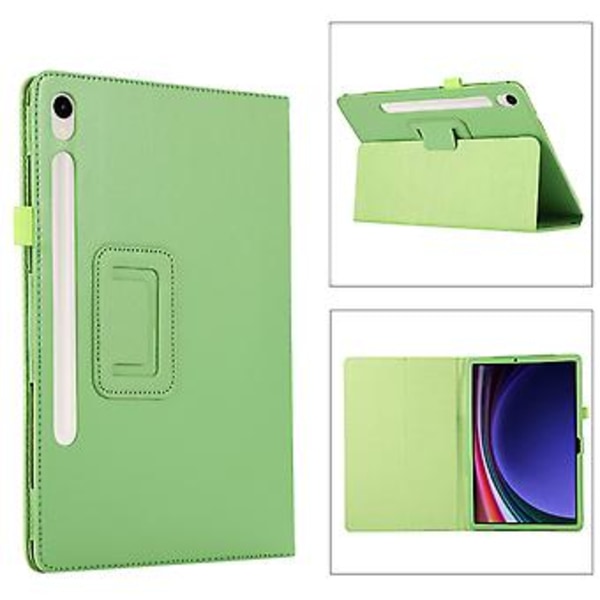 Litchi-tekstuurilla varustettu tabletin suojakotelo Samsung Galaxy Tab S9+:lle (Vihreä)
