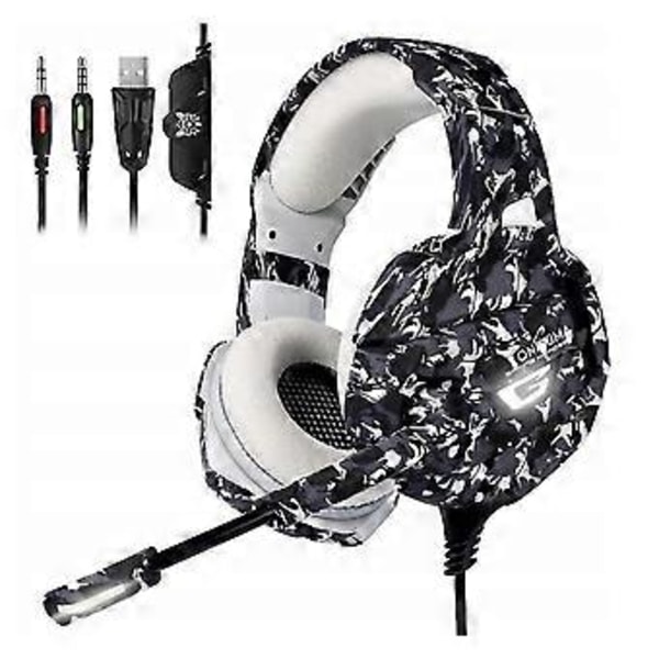 Langalliset peliheadsetit mikrofonilla, yhteensopivat PC:n, PS4:n, Switchin ja Xbox Onen kanssa (Camouflage)