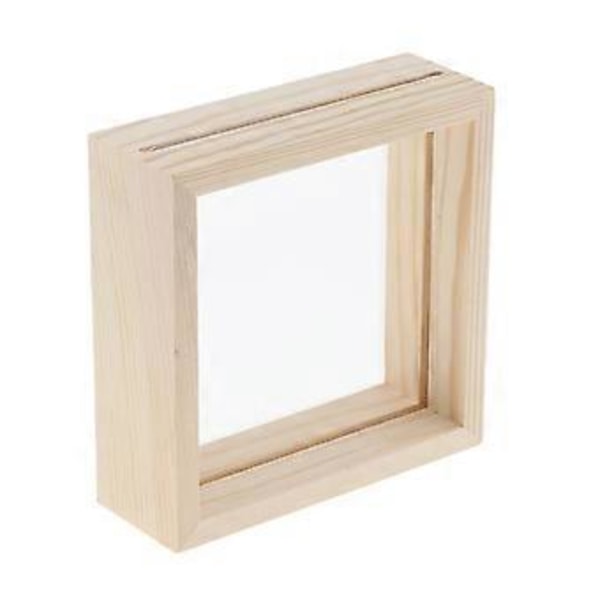 Kreativ dobbeltsidig glassprøve transparent treramme 11,4 x 16,4 cm (11,4 x 11,4 cm)