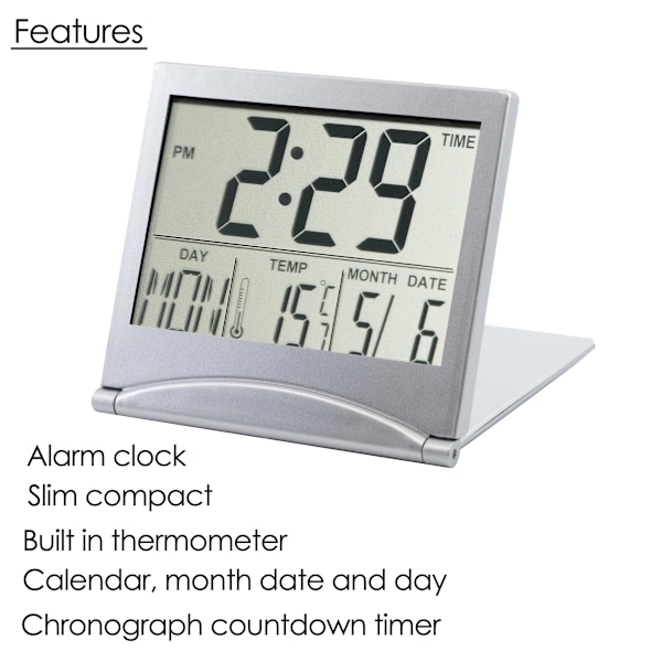 Digital LCD Skrivbords Klocka Temperatur Resa Alarmklocka