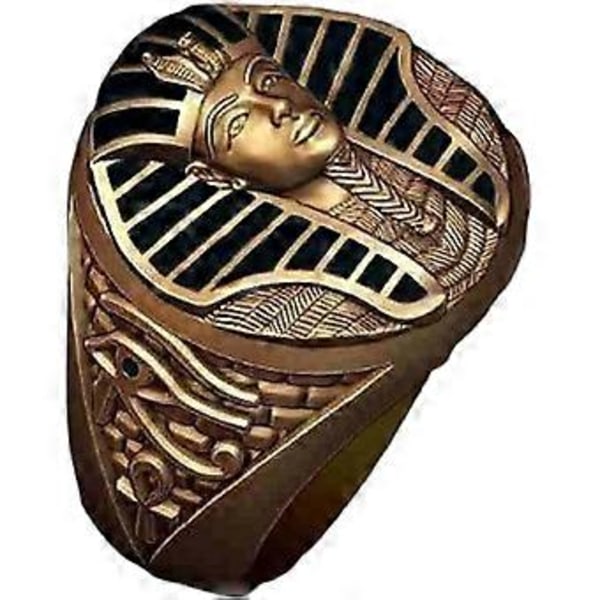 Faraoring, Egyptisk Farao Horusöga Ring för Män, Hip Hop Farao Horusöga Biker Ring Guld Farao Korsring för Pojkar