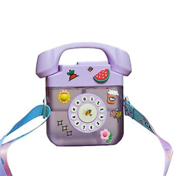 Barne Telefonformet Drikkekopp med Stropp, Flerbruks Fallbestandig Vannkopp for Utendørs Innendørs (Lilla)