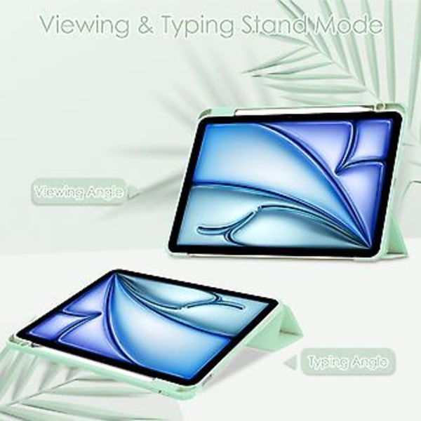 3-delt Smart Lærtablettveske For iPad Air 11 2024 (Mintgrønn)