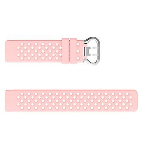 Til Fitbit Charge 3 / 4 Hullet Kvadratisk Silikonrem (Pink)