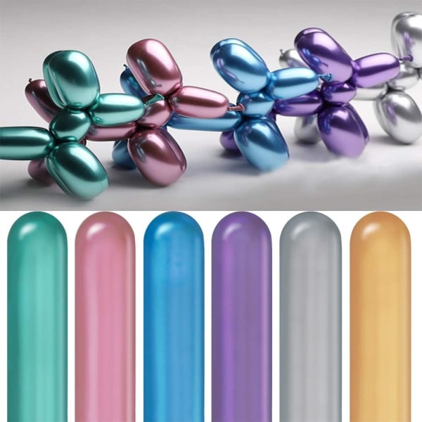 100-pack 260Q metalliska latexballonger vrid djur blomma Ba