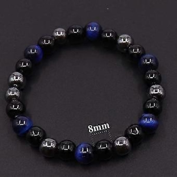 Tigerbeskyttelsesarmbånd, Svart Hematitt og Obsidianperler stil 1 (stil 3)