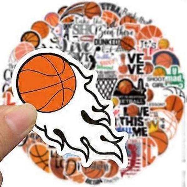 Basketbolldekaler, Coola Sportdekaler, Älskar Basketbolldekaler, 50 st Hapiuen Vinyl Vattentäta Dekalpaket för Vattenflaskor, Laptop (Basketboll)